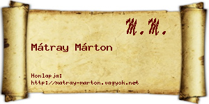 Mátray Márton névjegykártya